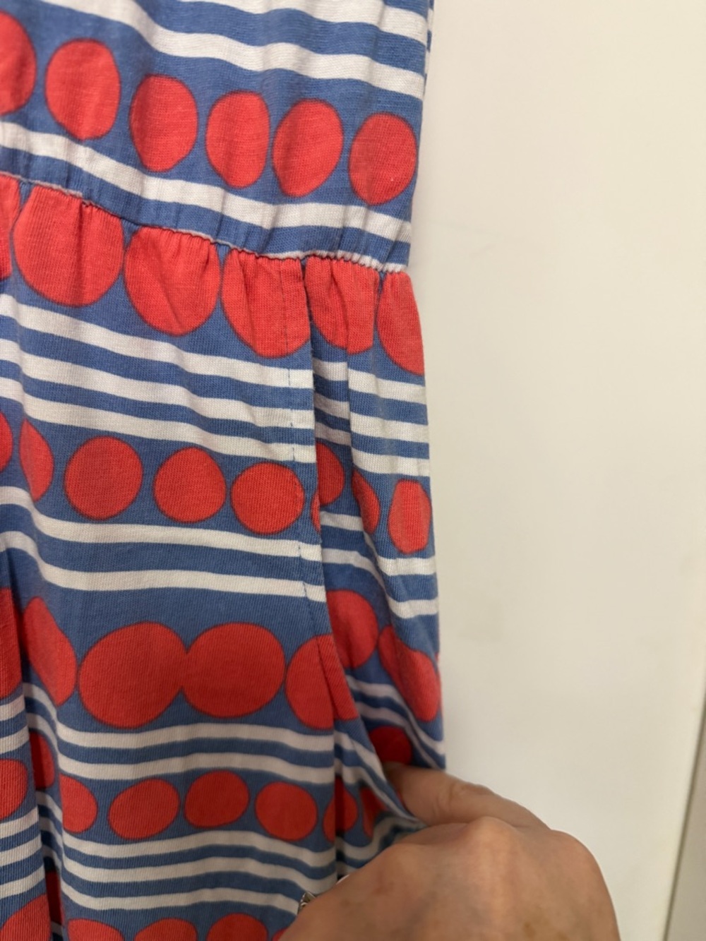 Boden sleeveless, cotton-blend "Blackberry" navy/red/white  jersey day dress 10L - Picture 2 of 7